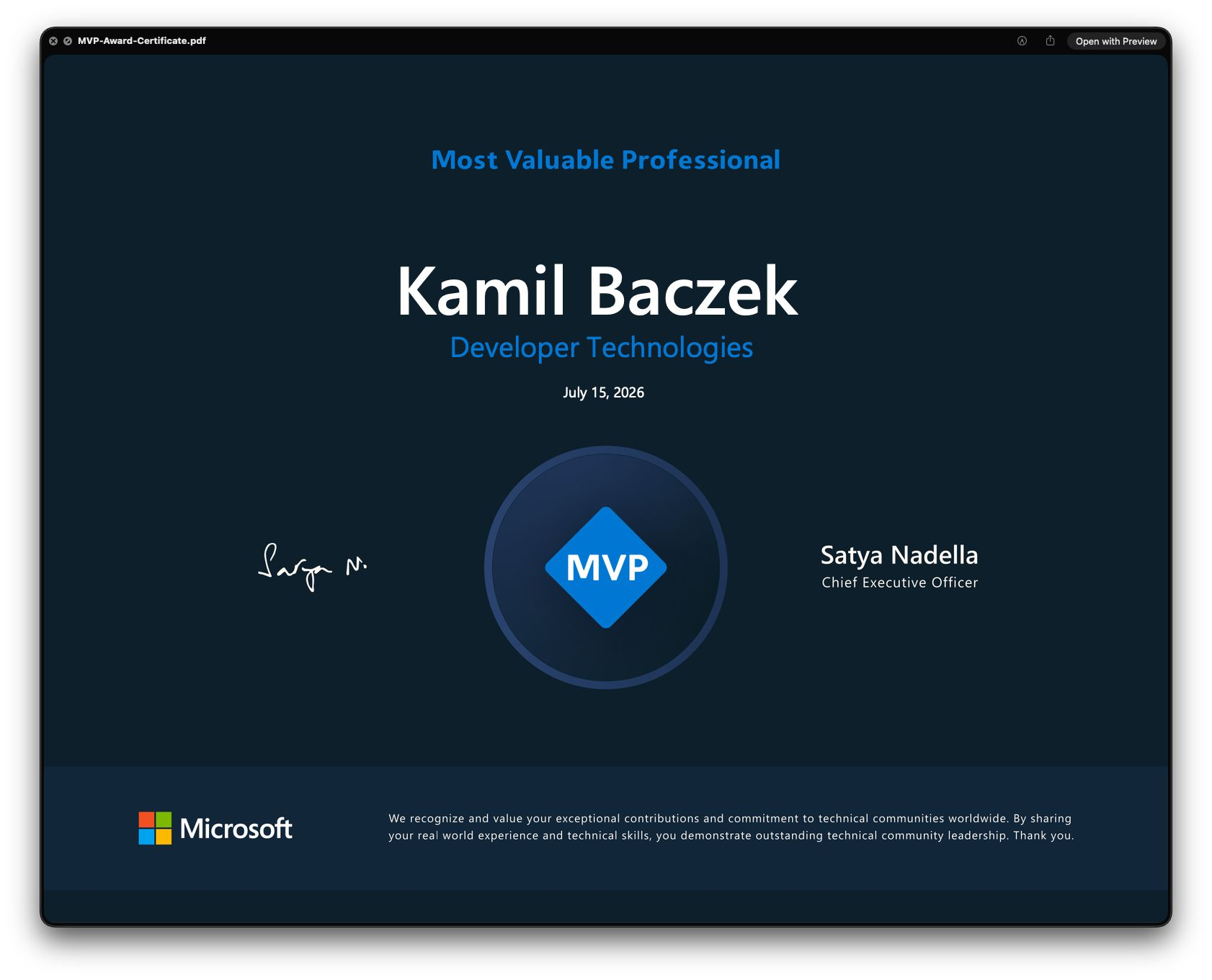 Third Year in a Row as a Microsoft MVP
